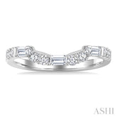 1/3 Ctw Curved Baguette and Round Cut Diamond Wedding Band in 14K White Gold